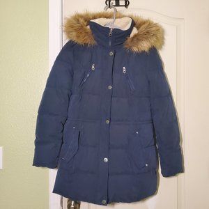 NAUTICA navy blue fur-lined puffer